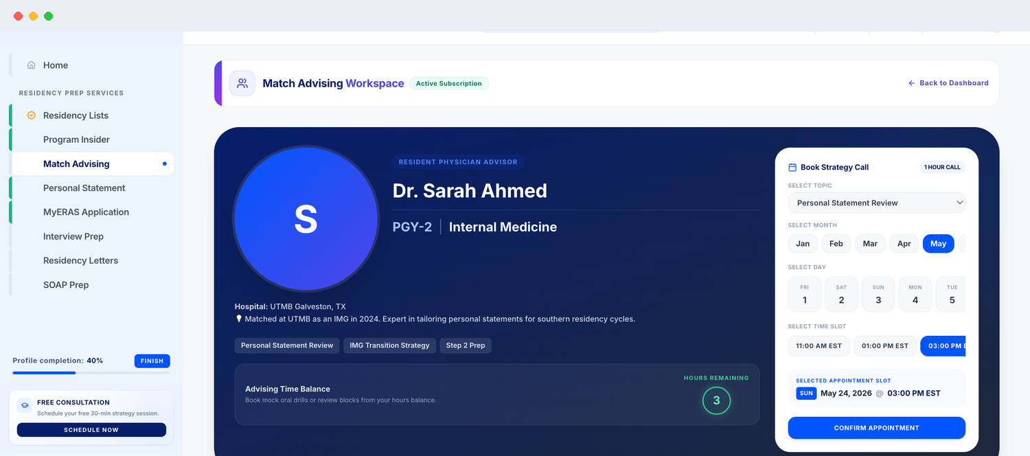 Resident Advisor interface